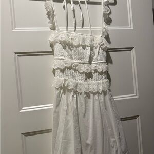 Blue Blush White Lace Trim Dress